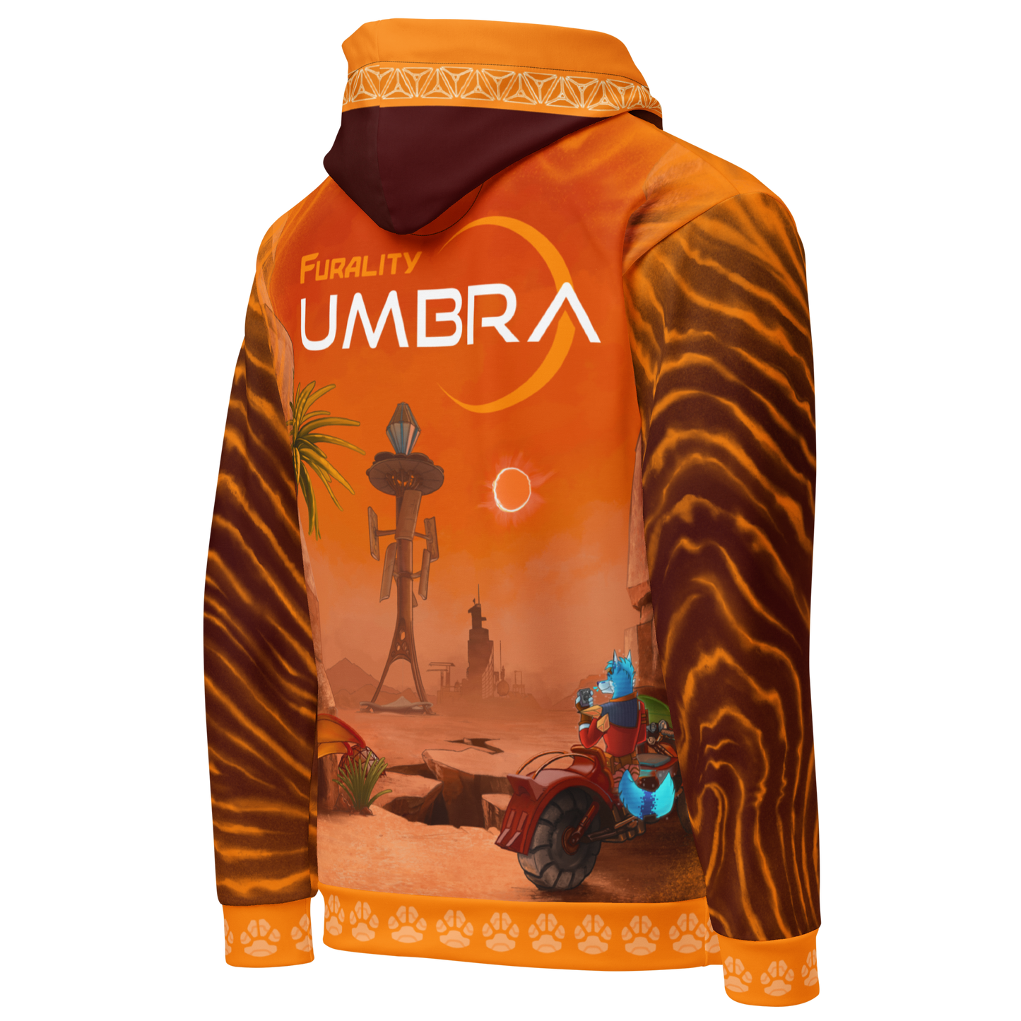 Furality Umbra hoodie angled reverse view